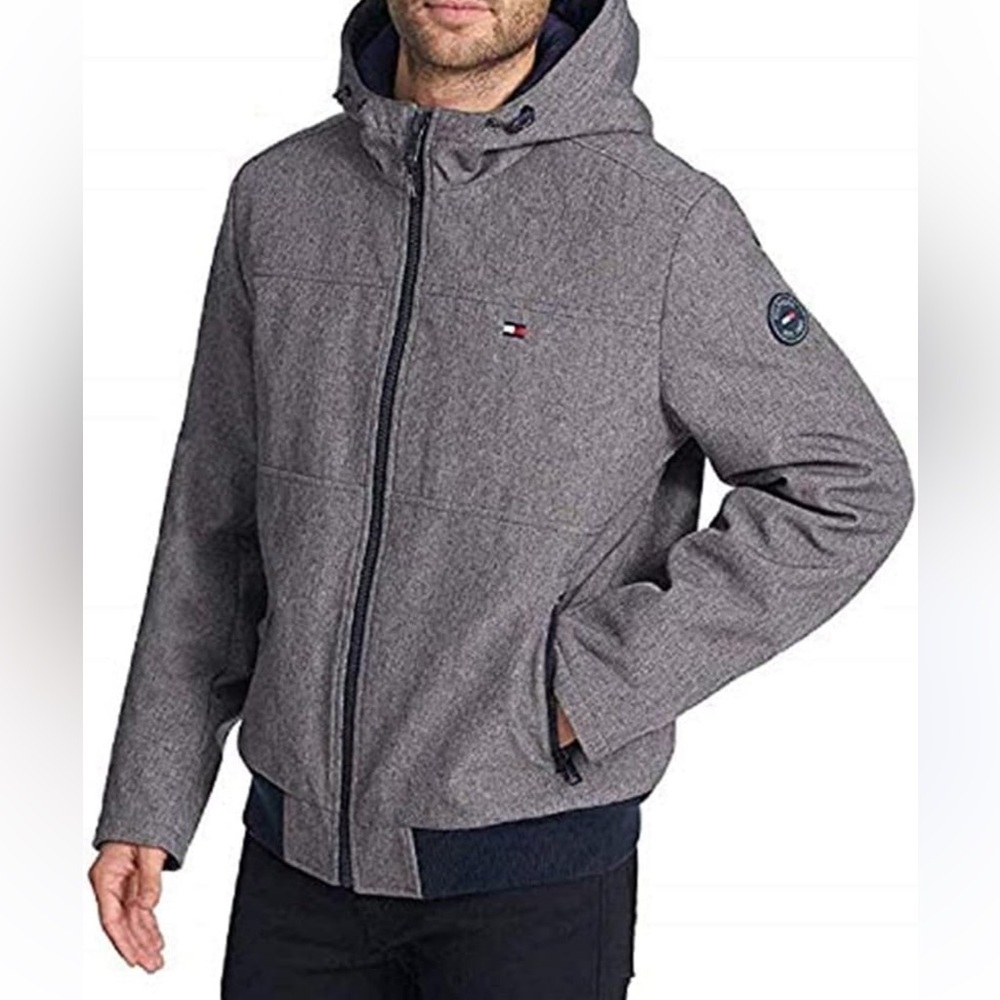 Tommy Hilfiger 90’s Hoodie Weather Jacket Mens XL Navy Gray Reversible EUC